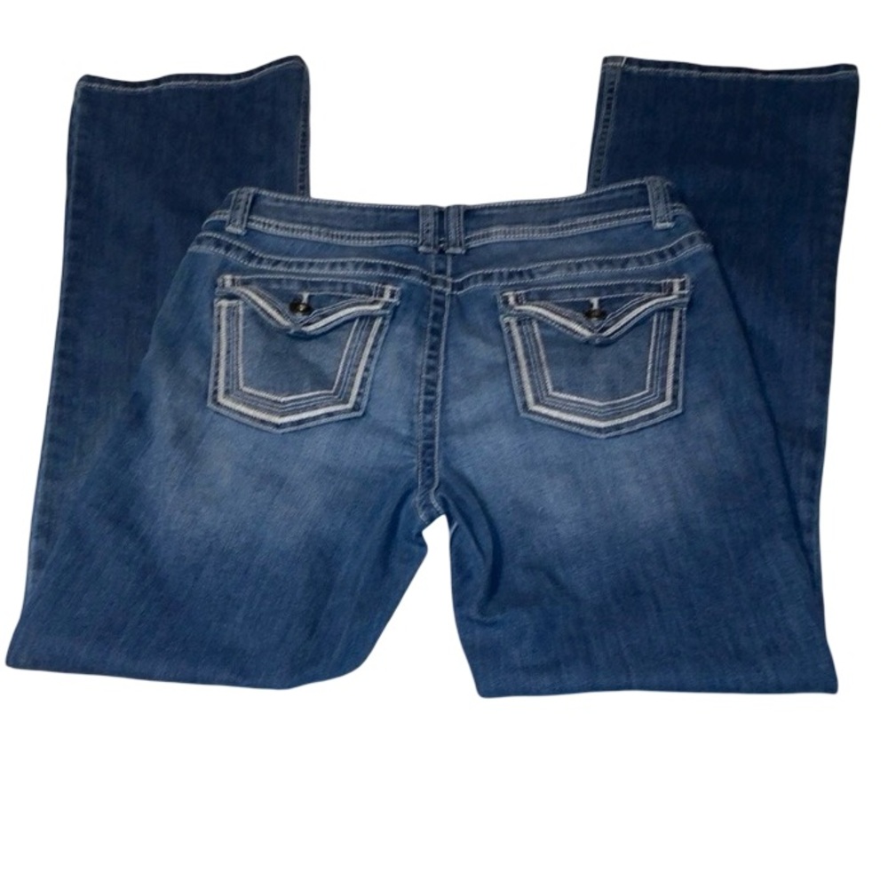 Apt. 9 Boot Cut Blue Jeans Back Pocket Buttons Zip Fly Women 31” Waist Size 8